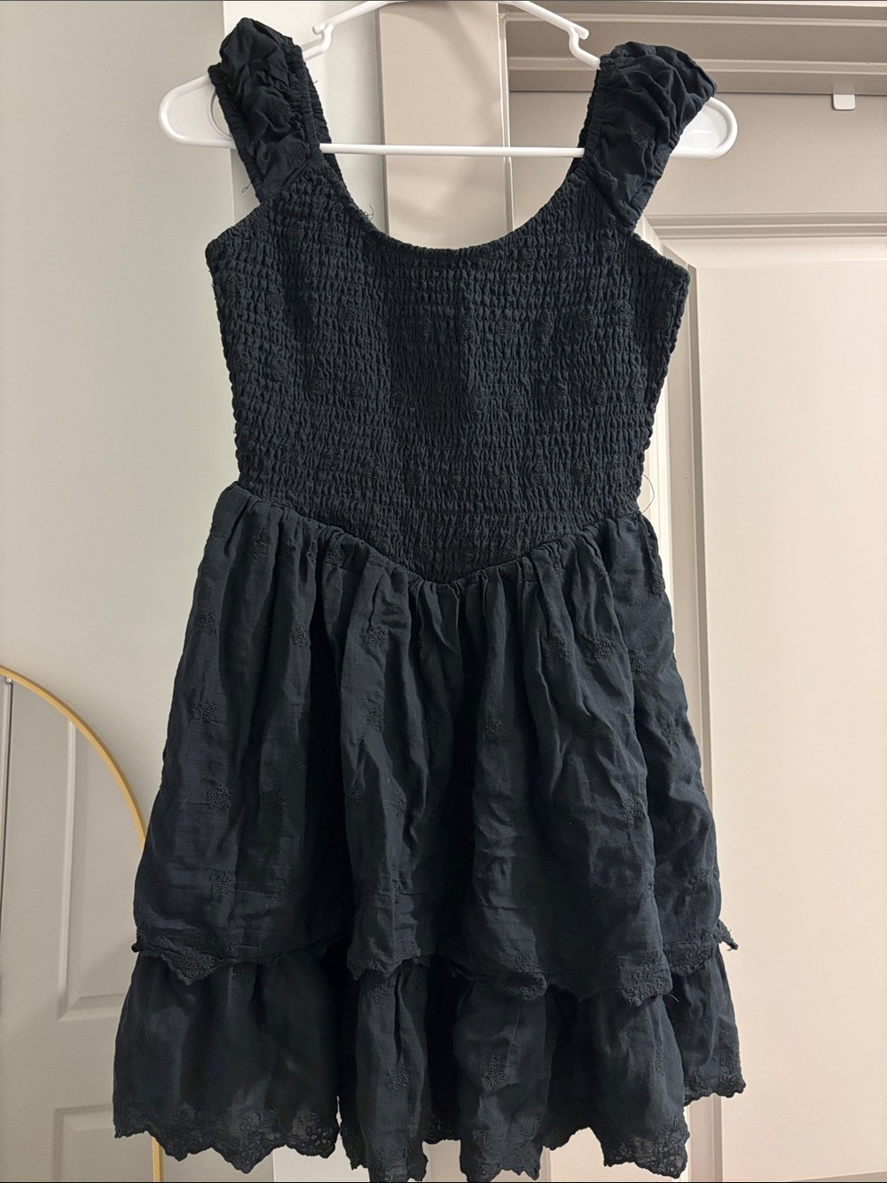 American Eagle Outfitters Black Smocked Tiered Dress